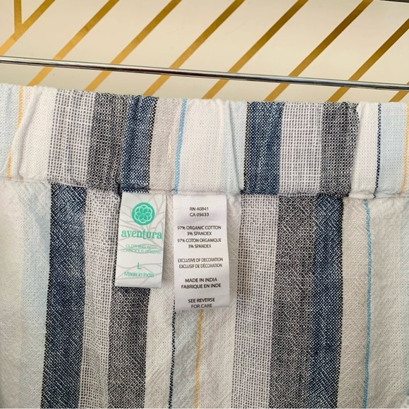 Aventura Nomad Skirt striped stripes organic cotton drawstring waist L large - Picture 3 of 7